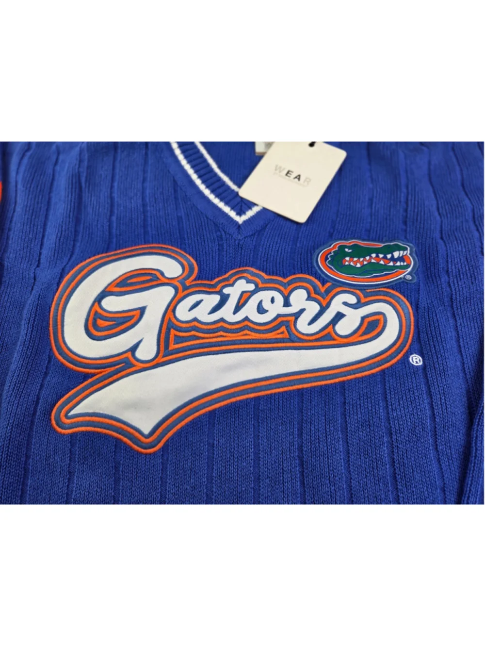 Men's WEAR by Erin Andrews Florida Gators V-Neck Sweater XL Blue Orange #1682